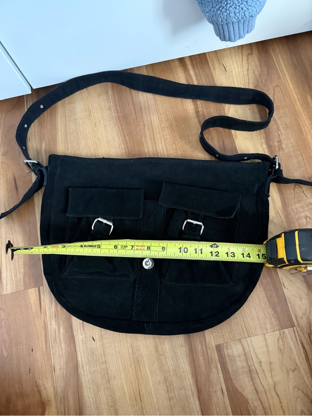 Vintage Black Suede Crossbody Bag - Casual Crossbody Shoulder Bag
